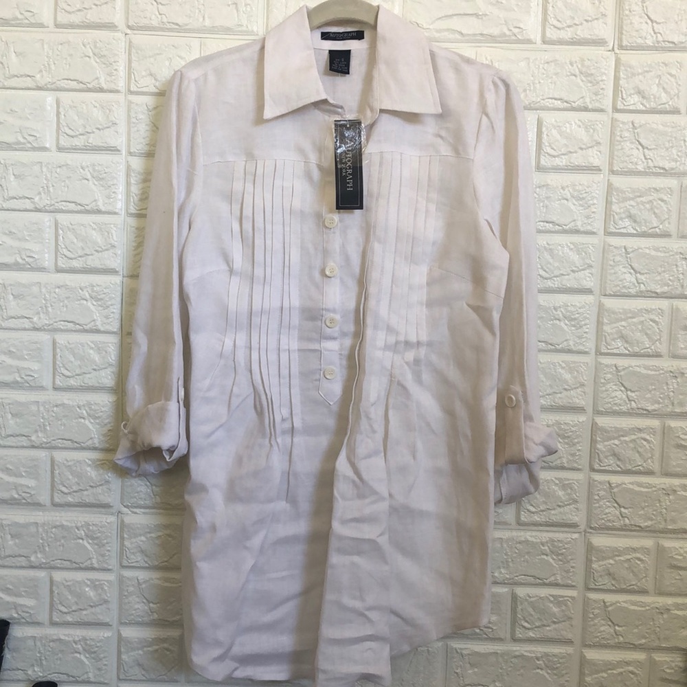 Autograph white linen tunic oversized blouse‎